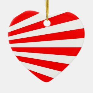 red white stripes candy heart ceramic tree decoration
