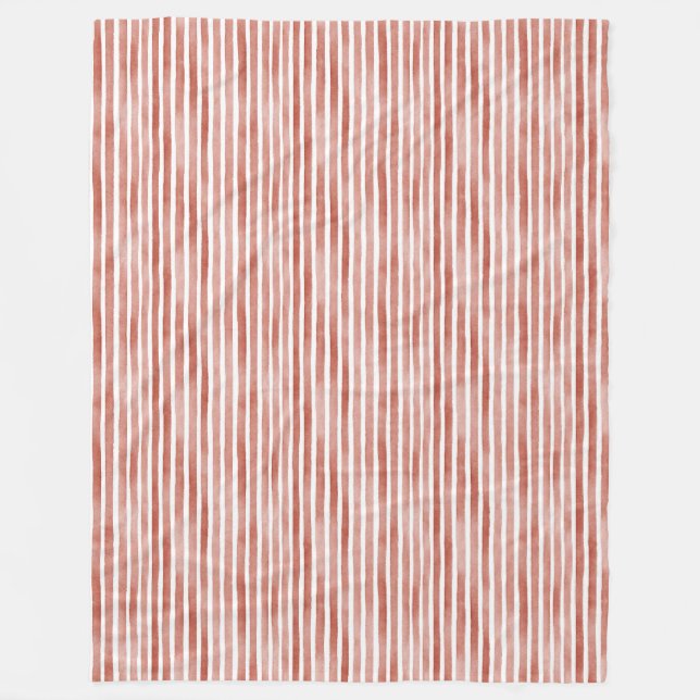 Red White Stripes Christmas Fleece Blanket (Front)