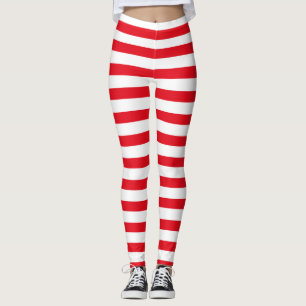 Red & White Stripes Christmas Halloween Leggings