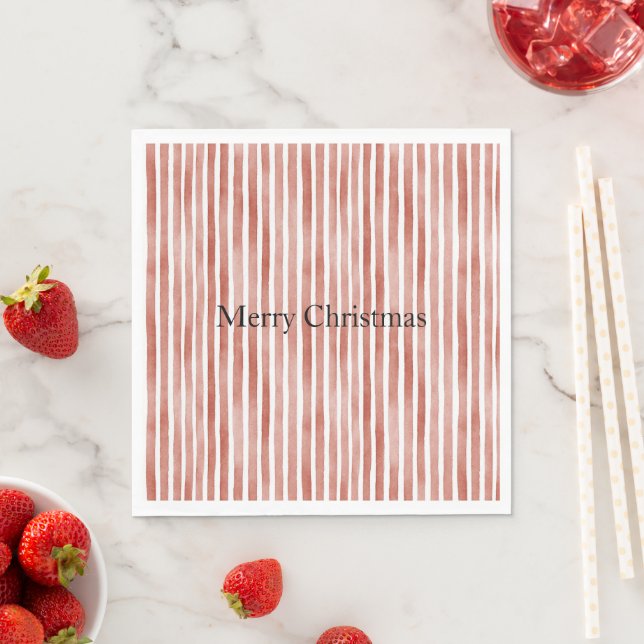 Red White Stripes Christmas Napkin (Insitu)