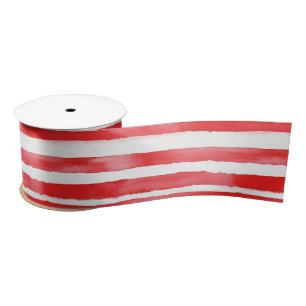 Red White Stripes Christmas Satin Ribbon