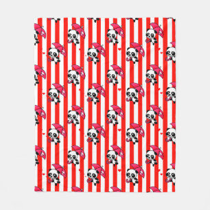 Red White Stripes Cute Fleece Blanket