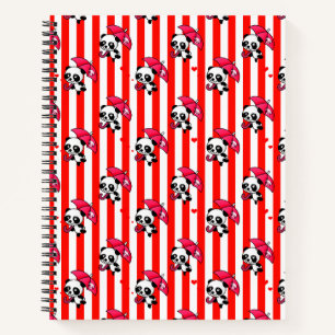 Red White Stripes Cute Notebook