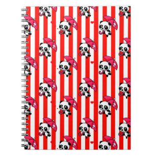 Red White Stripes Cute Notebook