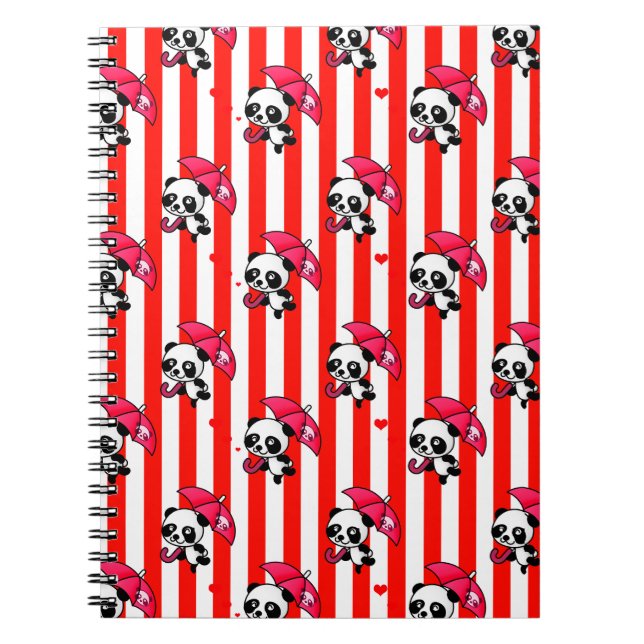 Red White Stripes Cute Notebook (Front)