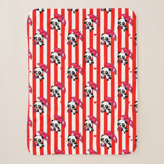 Red White Stripes Cute Sherpa Blanket (Front)