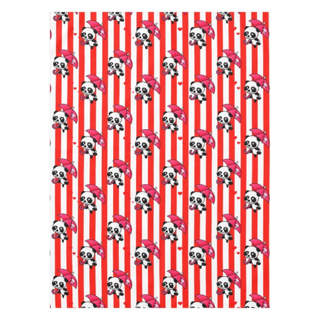 Red White Stripes Cute Tablecloth (Front)