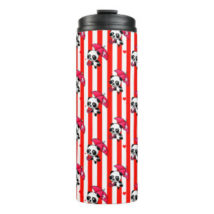 Red White Stripes Cute Thermal Tumbler