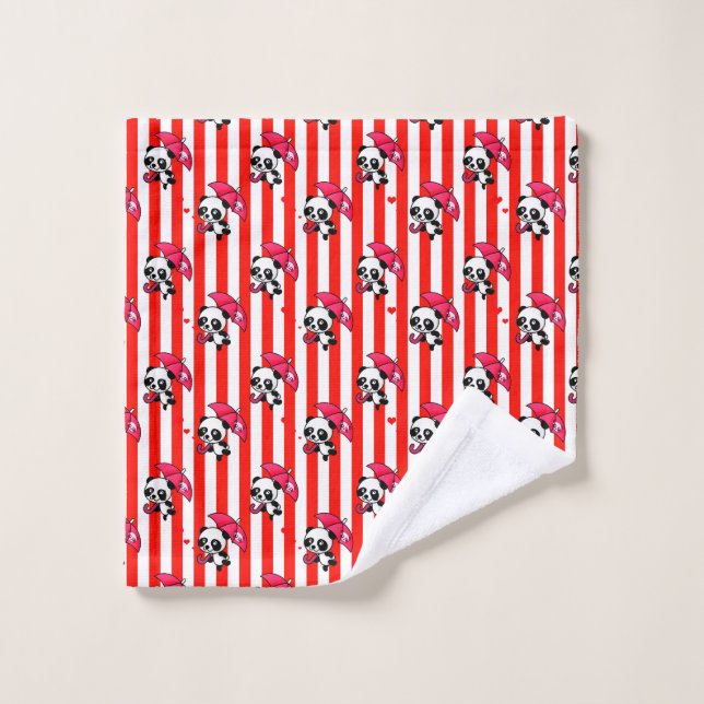 Red White Stripes Cute Wash Cloth (Wash Cloth)