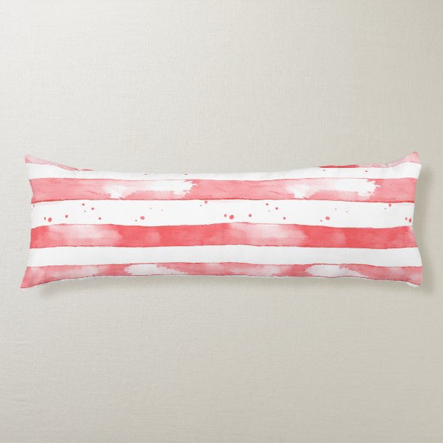 Red White Stripes Dots Christmas Body Cushion (Front)