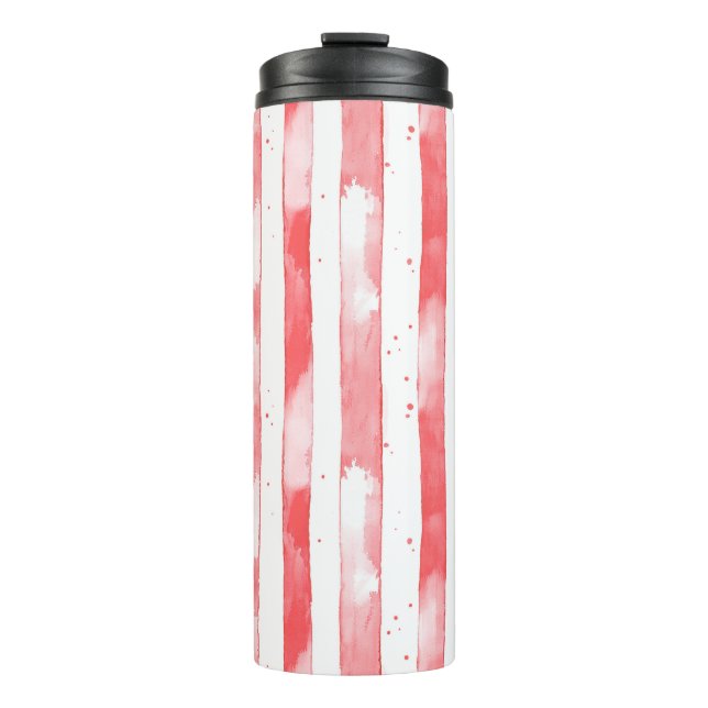 Red White Stripes Dots Christmas Thermal Tumbler (Front)