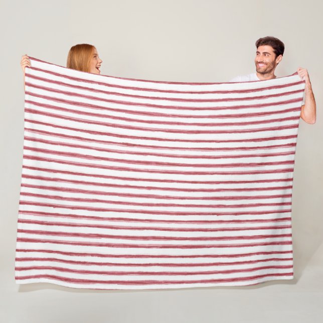 Red White Stripes Fleece Blanket (In Situ)