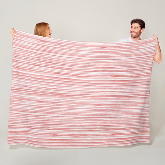 Red White Stripes Fleece Blanket (In Situ)