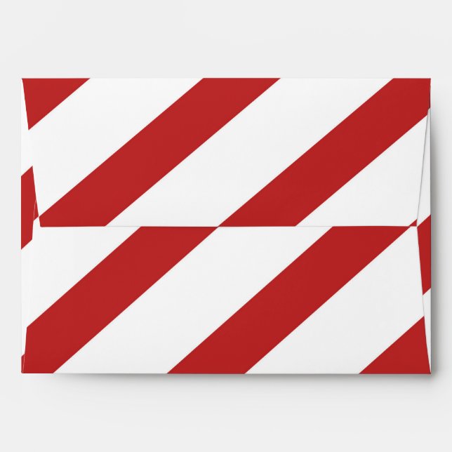 Red & White Stripes Holiday Party Envelope (Back (Top Flap))