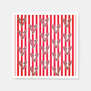 Red White Stripes Lolipops Hearts Napkin