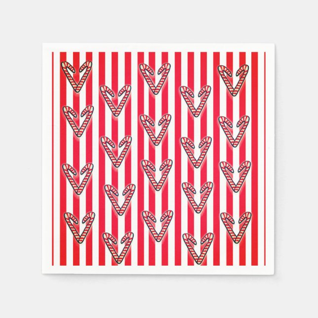 Red White Stripes Lolipops Hearts Napkin (Front)