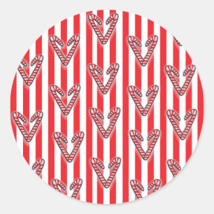 Red White Stripes Lollipops Hearts Classic Round Sticker