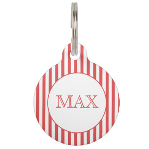 Red & White Stripes Personalised Pet Tag
