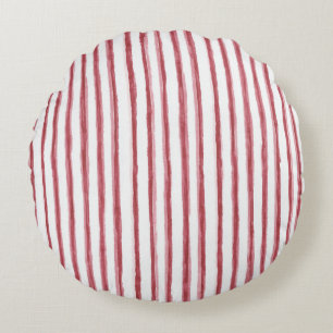 Red White Stripes Round Cushion