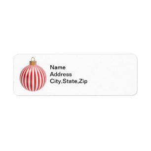 Red & White Stripped Christmas Ball Return Labels