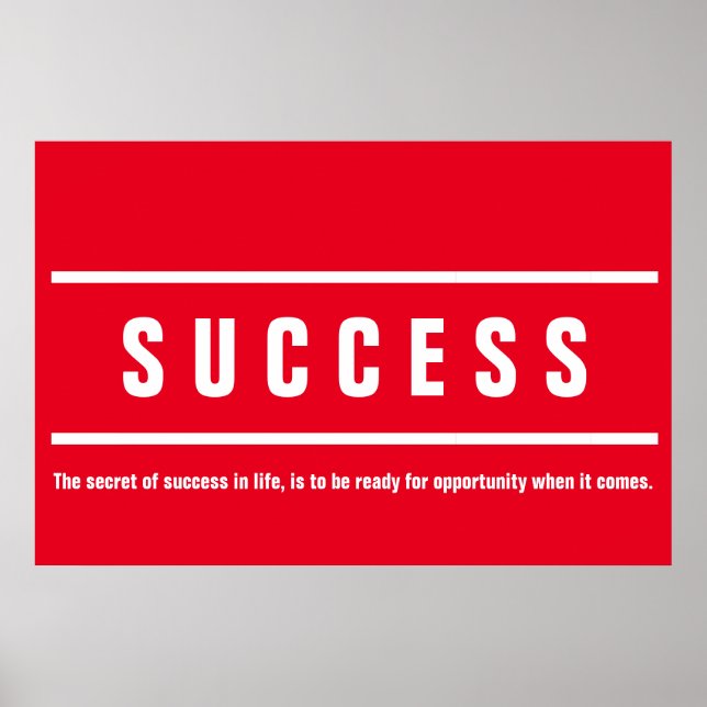 Red White Success Motivational Inspirational Poster (Front)