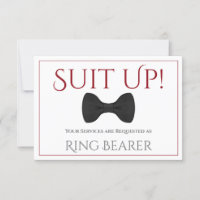 Red & White Suit Up Be My Ring Bearer Fun Bow Tie