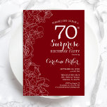 Red White Surprise 70th Birthday Party Invitation<br><div class="desc">Red White Floral Surprise 70th Birthday Party Invitation. Minimalist modern design featuring botanical accents and typography script font. Simple floral invite card perfect for a stylish female surprise bday celebration. Can be customised to any age. Printed Zazzle invitations or instant download digital printable template.</div>