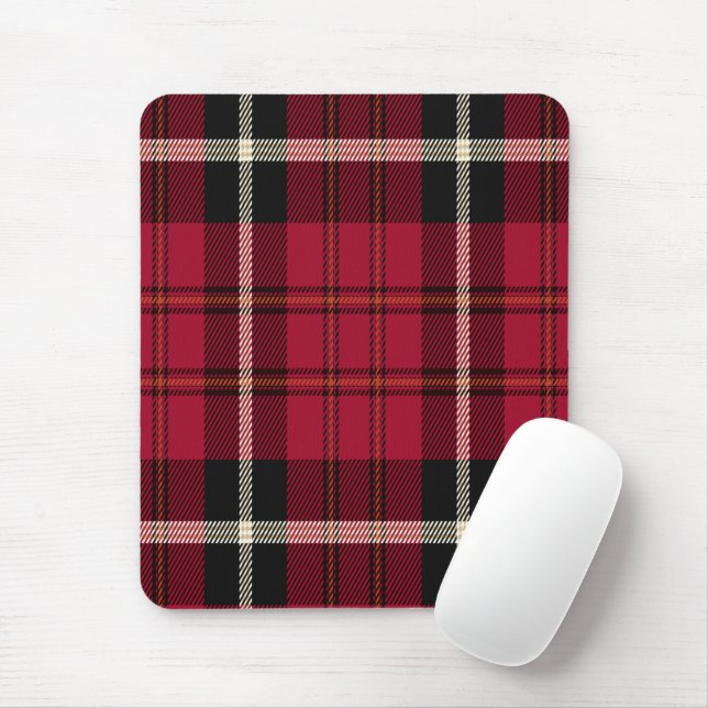 Red & White Tartan Mouse Mat (With Mouse)
