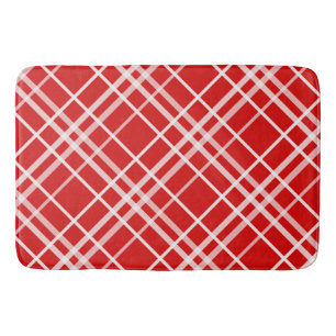 Red White Tartan Plaid Pattern Design Bath Mat