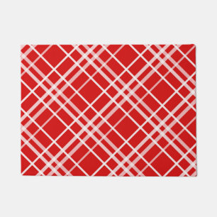 Red White Tartan Plaid Pattern Design Doormat