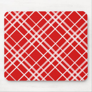 Red White Tartan Plaid Pattern Design Mouse Mat