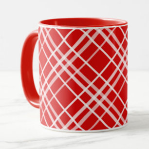 Red White Tartan Plaid Pattern Design  Mug