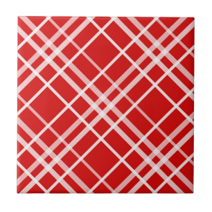 Red White Tartan Plaid Pattern Design Tile