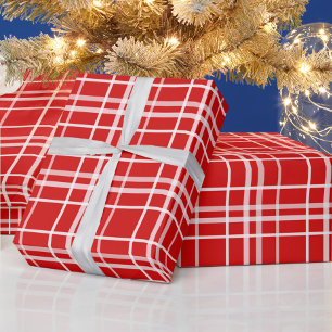 Red White Tartan Plaid Pattern Design Wrapping Paper
