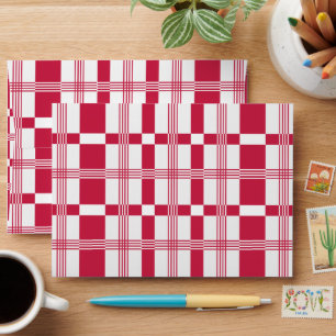 Red White Tartan Plaid Stripes Envelope