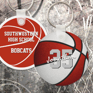 red white team colors basketball party favors key ring