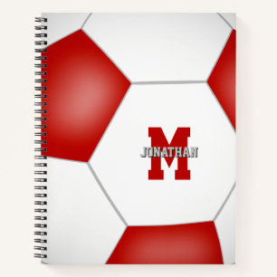 red white team colours boys girls soccer notebook