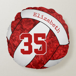 red white team colours girls volleyball room decor round cushion
