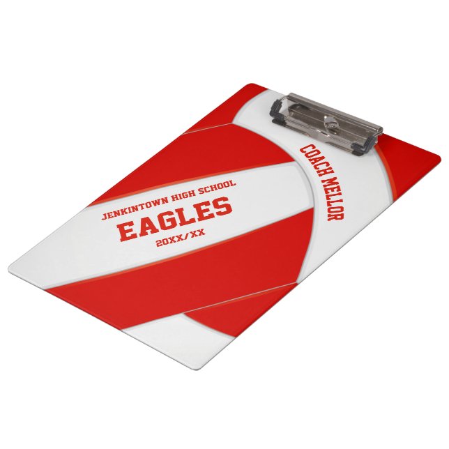 red white team colours volleyball coach clipboard (Angled)