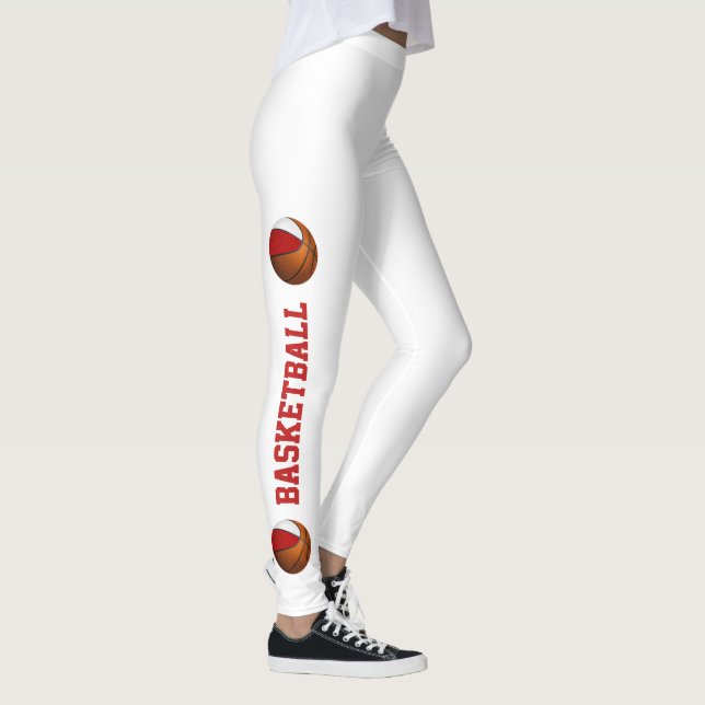 red white team spirit girls basketball leggings (Right)
