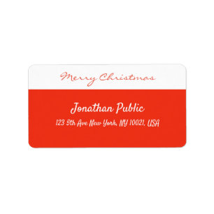 Red White Template Merry Christmas Script Address Label