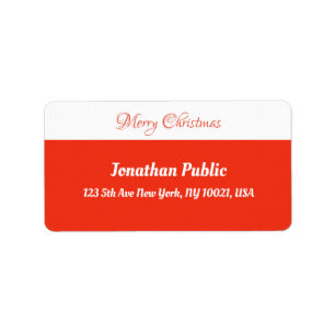 Red White Template Script Merry Christmas Address Label