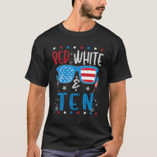 Red White & Ten 10th Birthday 4th Of July Boys Gi T-Shirt