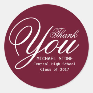 Red White Thank You Graduation Stickers Custom
