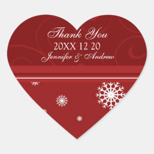 Red White Thank You Winter Wedding Stickers