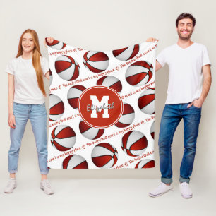 red white The basketball court is my happy place Fleece Blanket