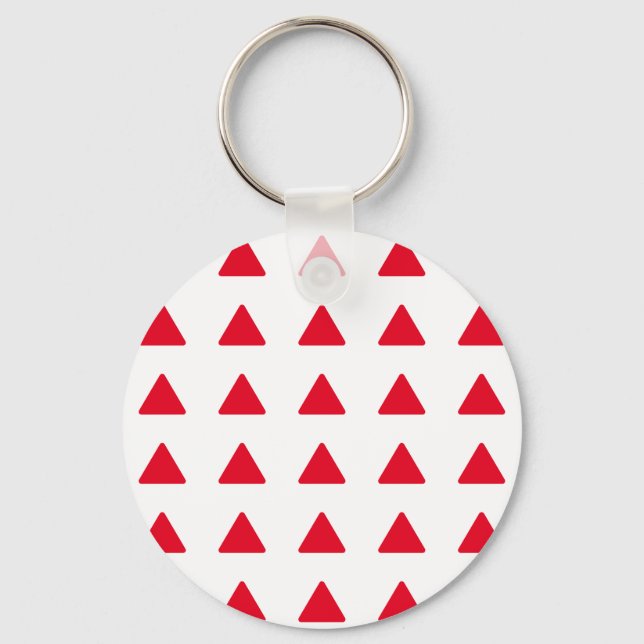 Red White Triangle Pattern Modern Artwork Key Ring (Front)