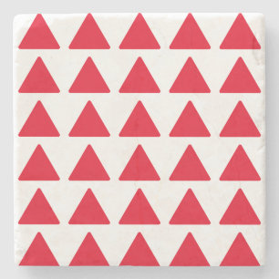 Red White Triangle Pattern Modern Artwork Stone Coaster