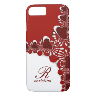 Red White Tribal Lace Fractals Monogram iPhone 8/7 Case