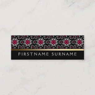 Red White Tribal Pattern   Black Mini Biz Cards
